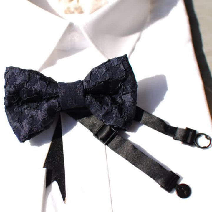 Men's Elegant Black Jacquard Floral Bow Tie - image 5