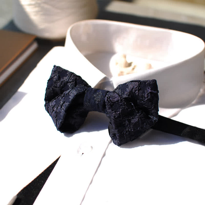 Men's Elegant Black Jacquard Floral Bow Tie - image 0