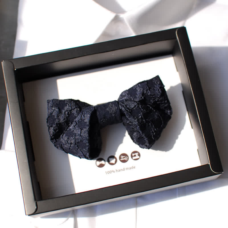 Men's Elegant Black Jacquard Floral Bow Tie - Style #1 - image 1