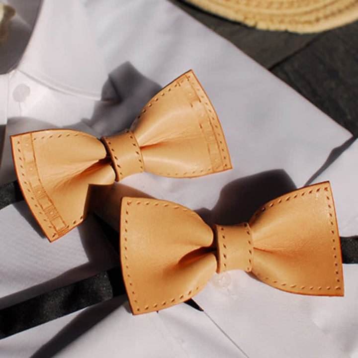 Men's Personalized Plant Tanned Leather Bow Tie - image 5
