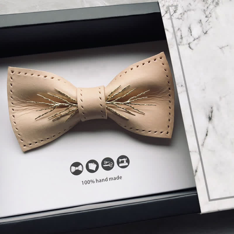 Men's Personalized Plant Tanned Leather Bow Tie