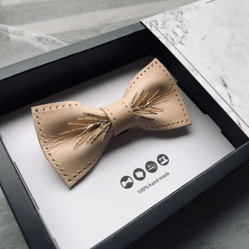 Men's Personalized Plant Tanned Leather Bow Tie - image 7