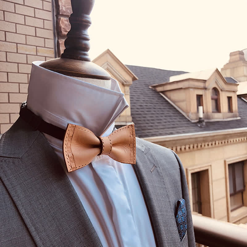 Men's Personalized Plant Tanned Leather Bow Tie - image 1