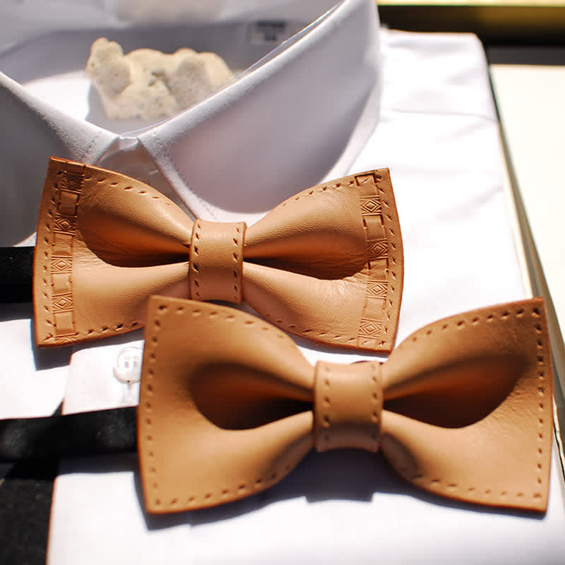 Men's Personalized Plant Tanned Leather Bow Tie - image 0