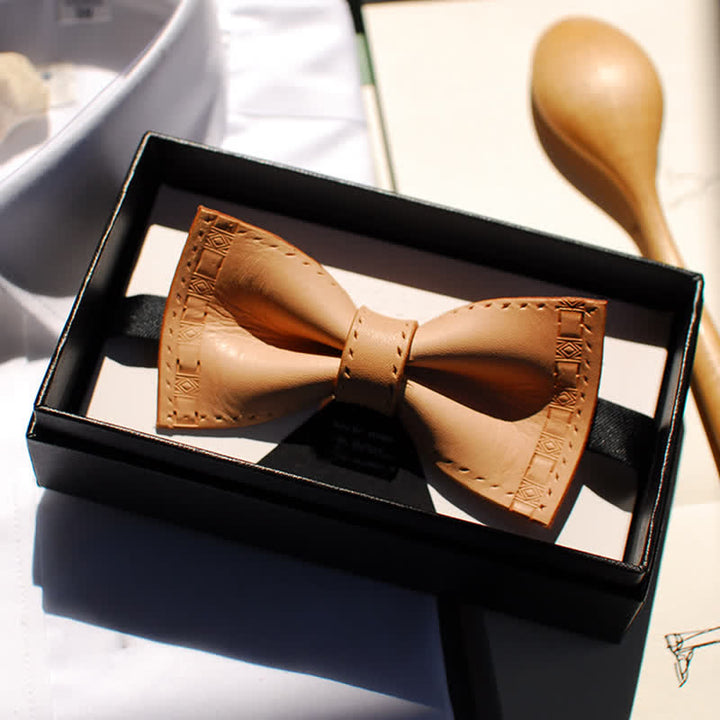 Men's Personalized Plant Tanned Leather Bow Tie - image 3