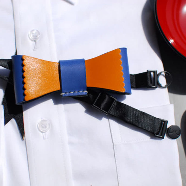 Men's Unique Color Collision Tanned Leather Bow Tie - image 6