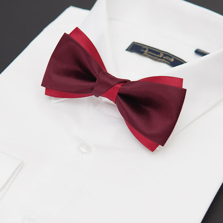 Men's Red Double Layered Formal Tuxedo Bow Tie - image 1