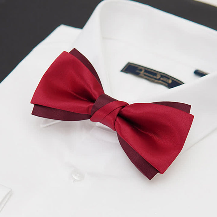 Men's Red Double Layered Formal Tuxedo Bow Tie - image 5