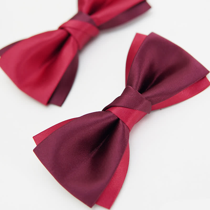 Men's Red Double Layered Formal Tuxedo Bow Tie - image 3