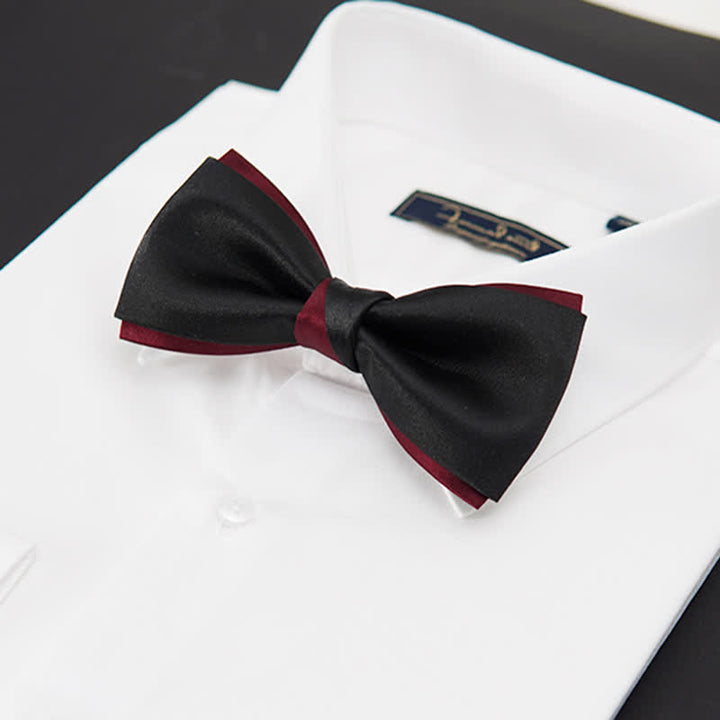 Men's Charming Black & Red Double Layered Bow Tie - image 5