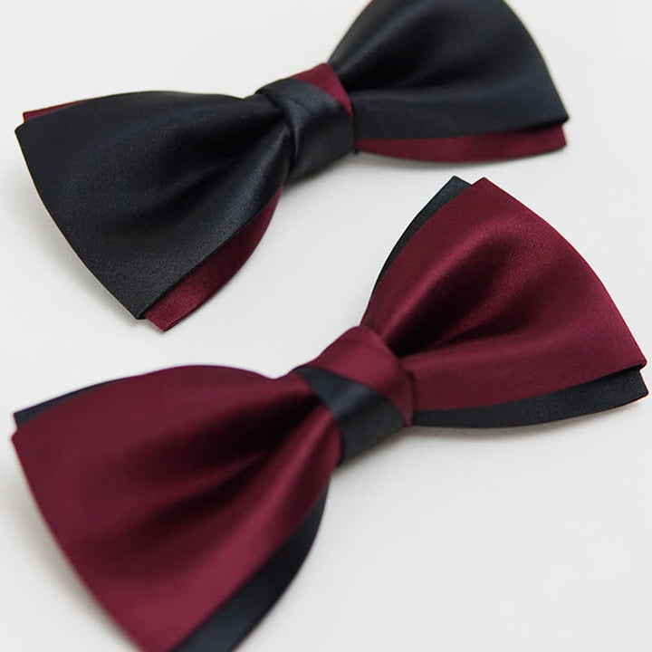 Men's Charming Black & Red Double Layered Bow Tie - image 3