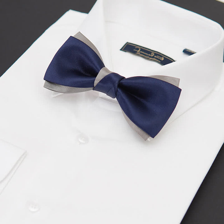 Men's Noble Navy & Silver Double Layered Bow Tie - image 2