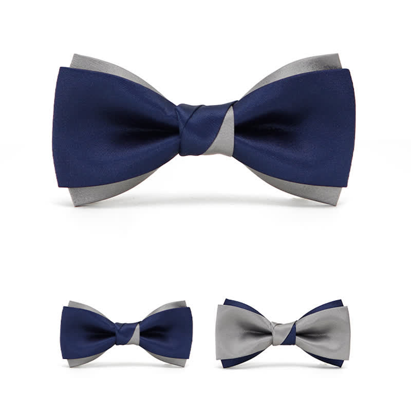 Men's Noble Navy & Silver Double Layered Bow Tie - image 1
