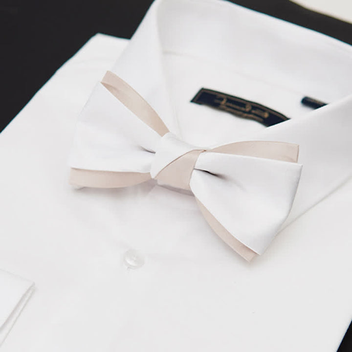 Men's Gentle Pink & White Double Layered Bow Tie - image 5