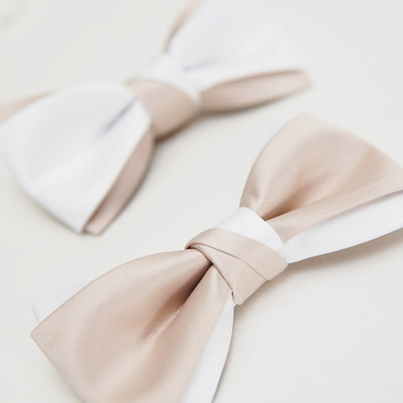 Men's Gentle Pink & White Double Layered Bow Tie - image 3