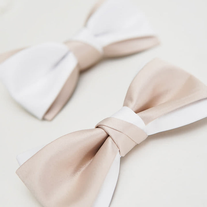 Men's Gentle Pink & White Double Layered Bow Tie - image 3