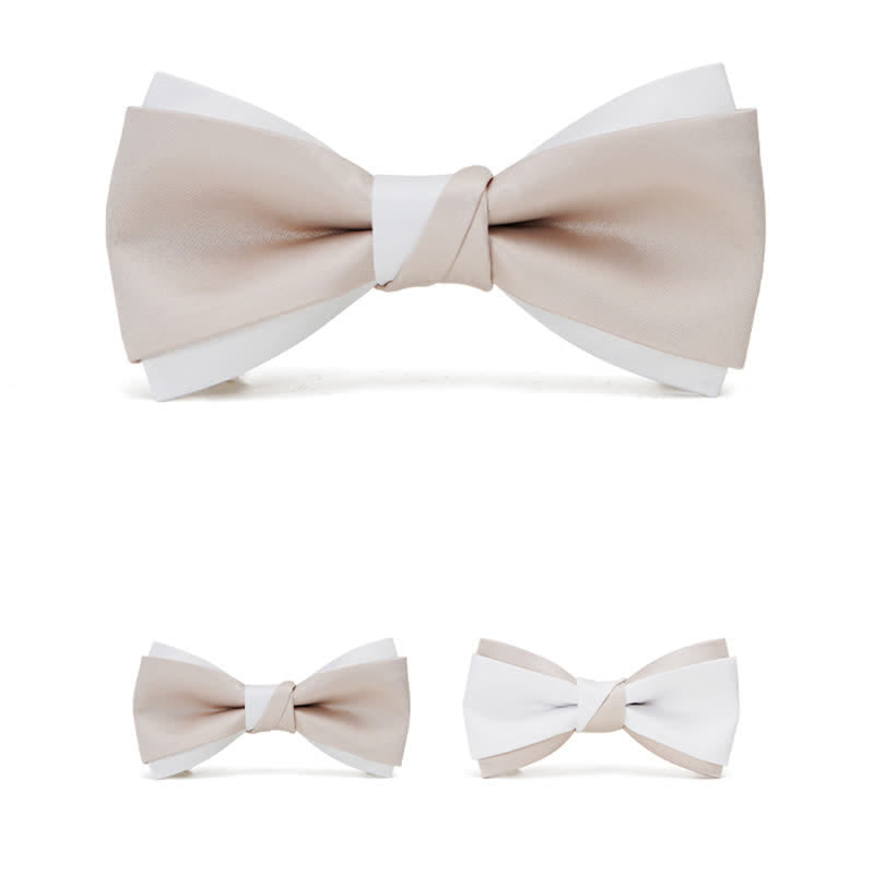 Men's Gentle Pink & White Double Layered Bow Tie - image 1