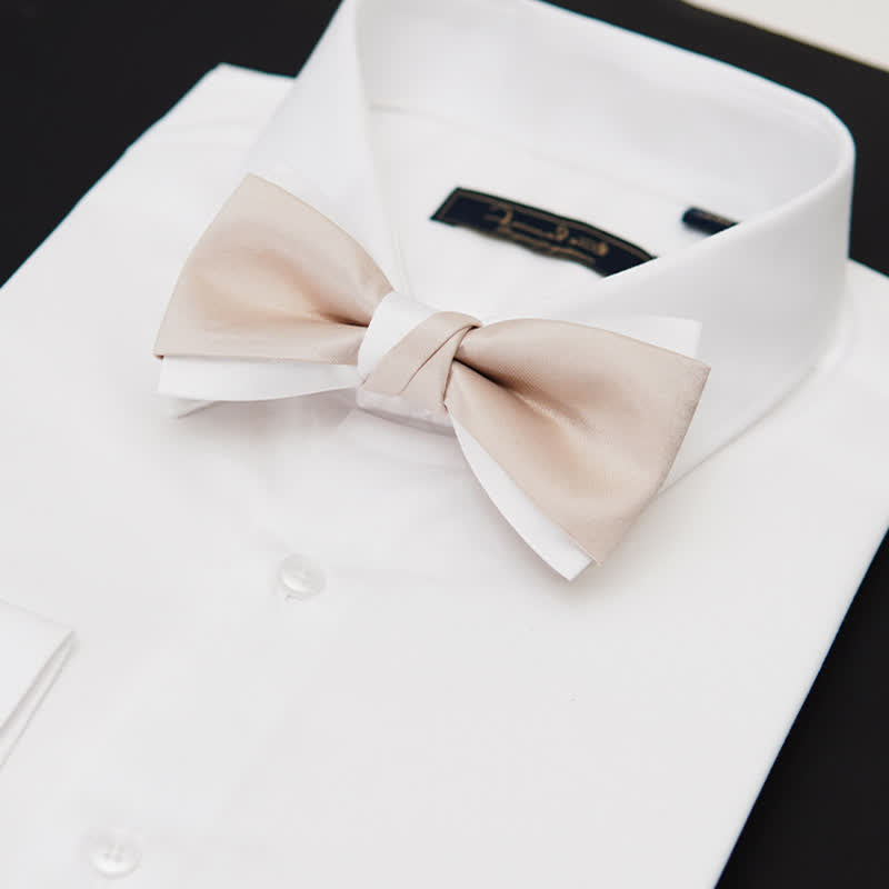 Men's Gentle Pink & White Double Layered Bow Tie - image 2