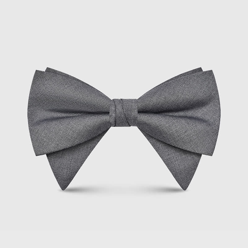 Men's Elegant Large Classic Oversized Pointed Bow Tie - Style #1 - Gray - image 6