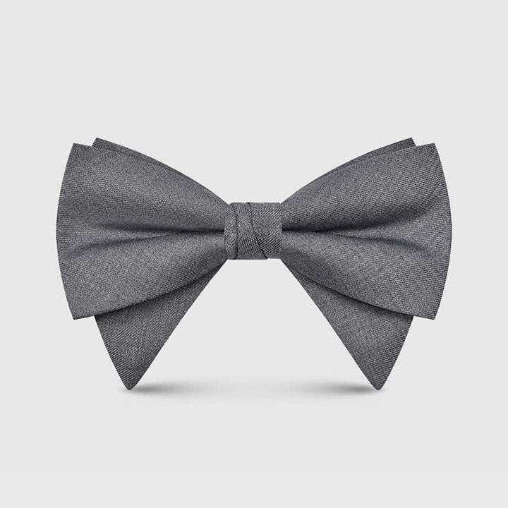 Men's Elegant Large Classic Oversized Pointed Bow Tie - Style #1 - Gray - image 6