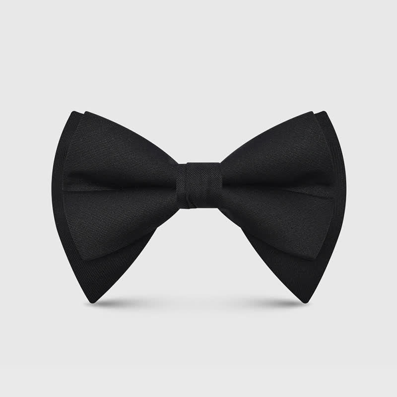 Men's Elegant Large Classic Oversized Pointed Bow Tie - Style #2 - Black #1 - image 9
