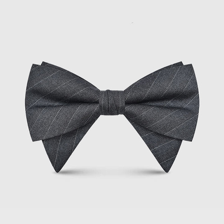 Men's Elegant Large Classic Oversized Pointed Bow Tie - Style #1 - Dark Gray - image 7