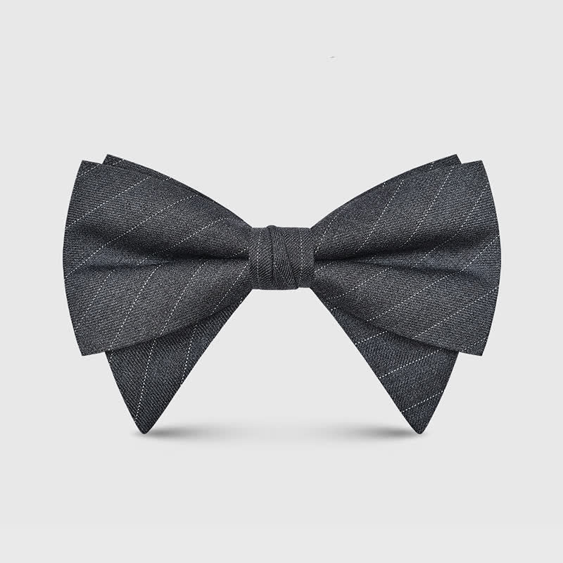 Men's Elegant Large Classic Oversized Pointed Bow Tie - Style #1 - Dark Gray - image 7