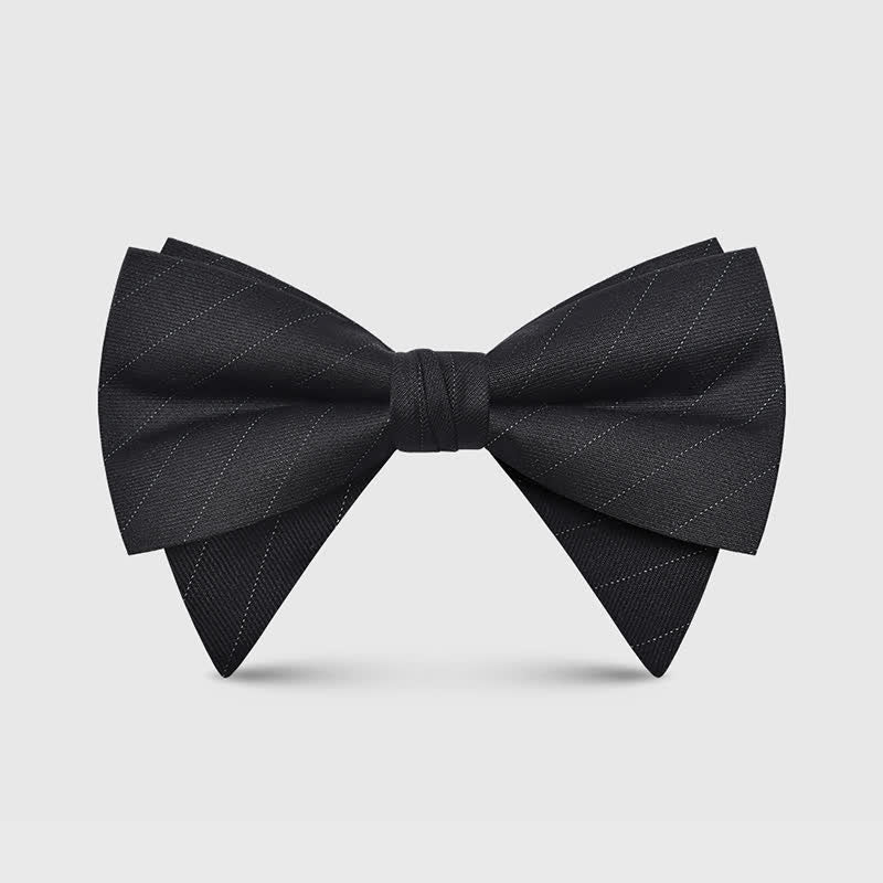 Men's Elegant Large Classic Oversized Pointed Bow Tie - Style #1 - Black #2 - image 4