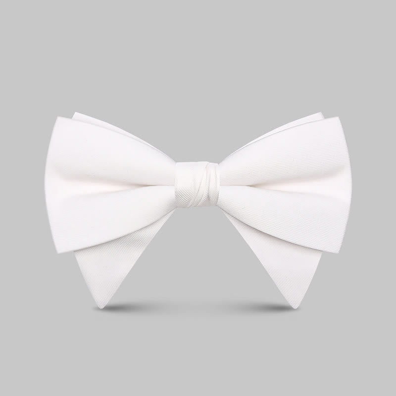 Men's Elegant Large Classic Oversized Pointed Bow Tie - Style #1 - White - image 8
