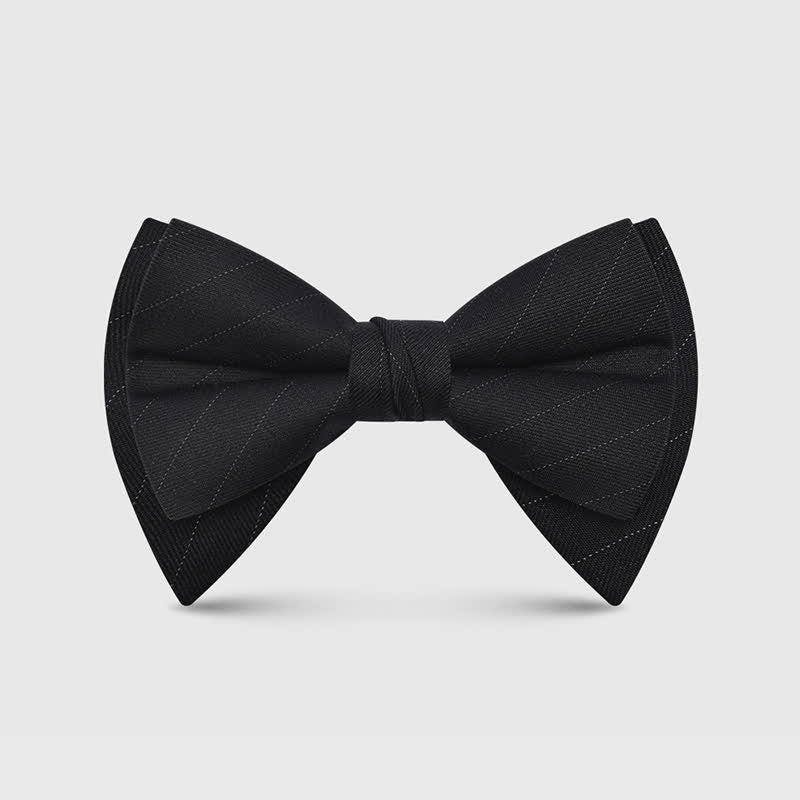 Men's Elegant Large Classic Oversized Pointed Bow Tie - Style #2 - Black #2 - image 10