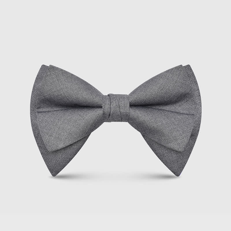 Men's Elegant Large Classic Oversized Pointed Bow Tie - Style #2 - Gray - image 11