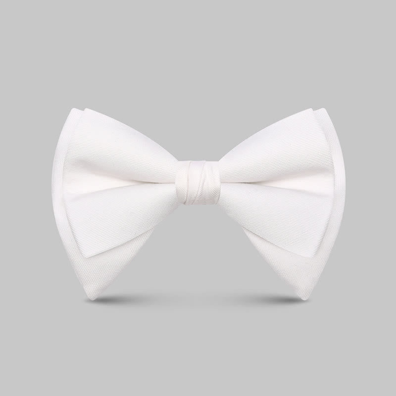 Men's Elegant Large Classic Oversized Pointed Bow Tie - Style #2 - White - image 13
