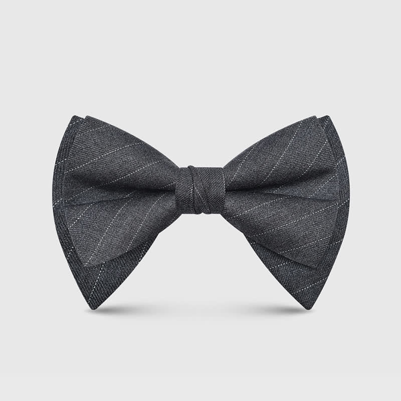 Men's Elegant Large Classic Oversized Pointed Bow Tie - Style #2 - Dark Gray - image 12