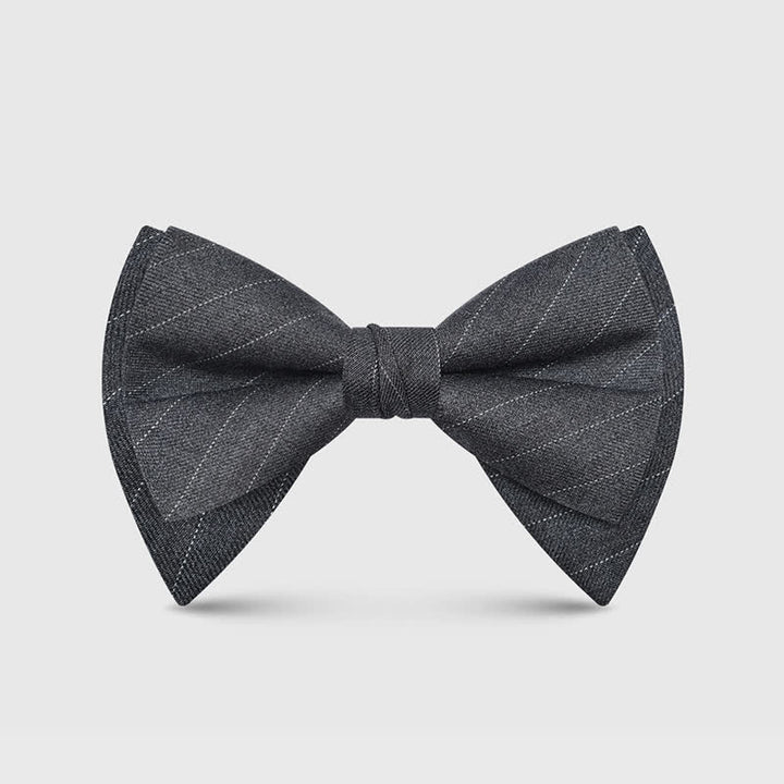 Men's Elegant Large Classic Oversized Pointed Bow Tie - Style #2 - Dark Gray - image 12