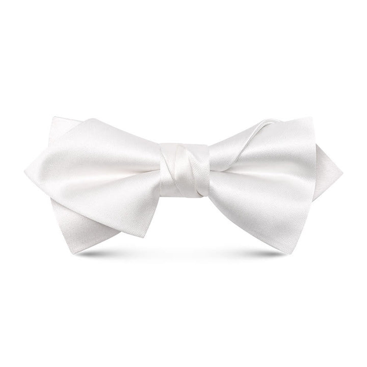 Men's Unique Irregular Double Layered Pointed Bow Tie - White - image 8