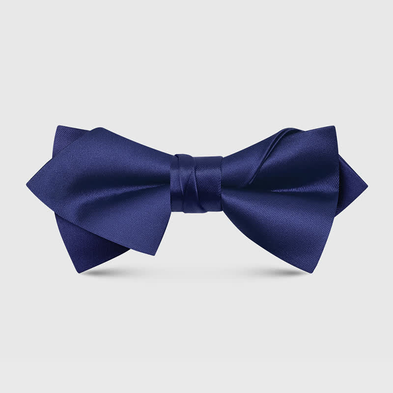 Men's Unique Irregular Double Layered Pointed Bow Tie - Navy - image 7