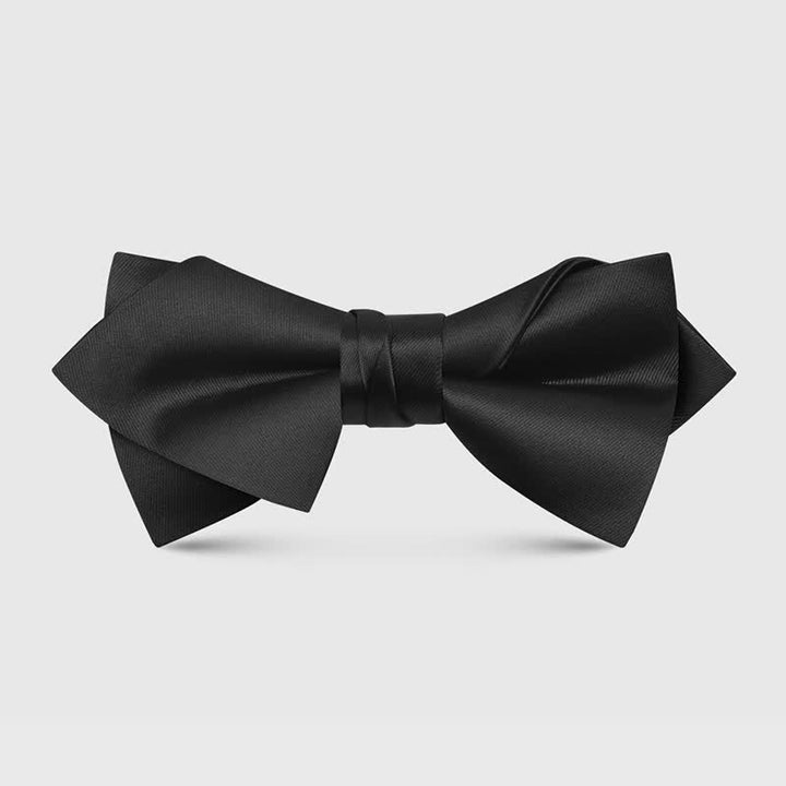 Men's Unique Irregular Double Layered Pointed Bow Tie - Black - image 5
