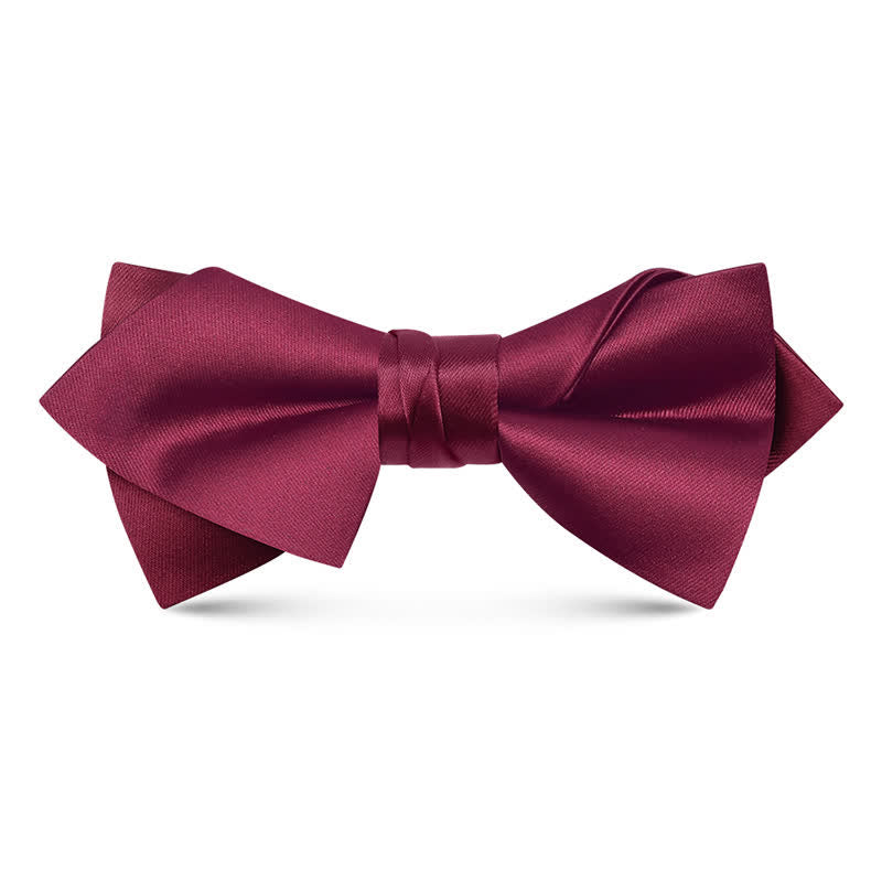 Men's Unique Irregular Double Layered Pointed Bow Tie - Crimson - image 0