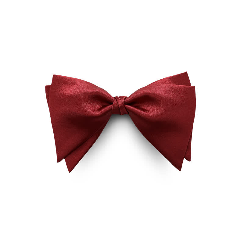 Men's Graceful Wedding Groom Oversized Pointed Bow Tie - Burgundy - image 9