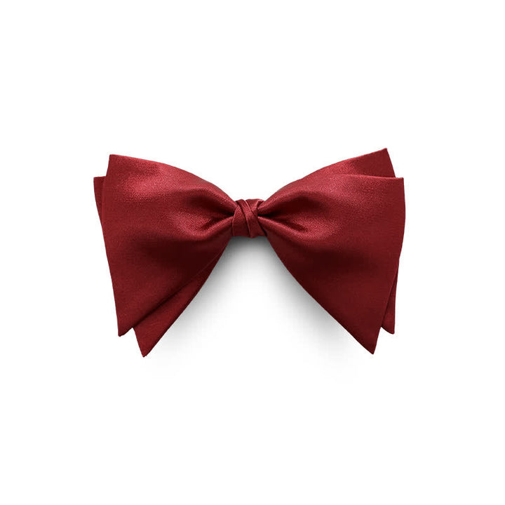 Men's Graceful Wedding Groom Oversized Pointed Bow Tie - Burgundy - image 9