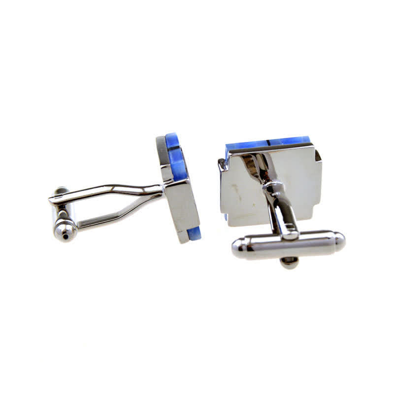 Men's Check Stripe Square Pearl Shell Cufflinks - image 2