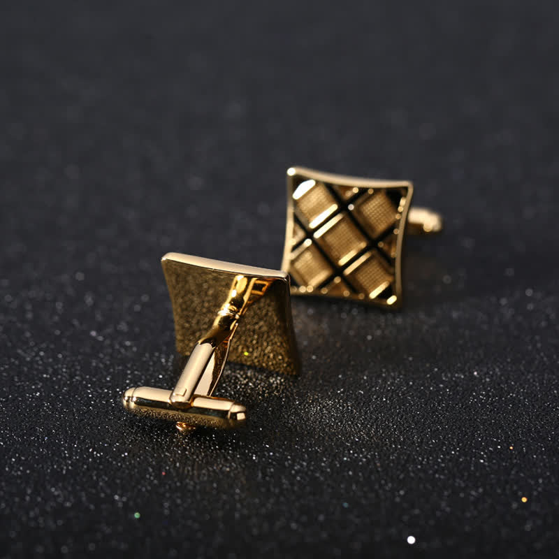 Men's Gold & Black Diagonal Rectangle Cufflinks - image 1