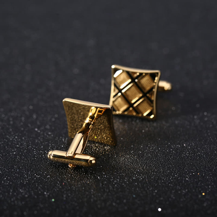 Men's Gold & Black Diagonal Rectangle Cufflinks - image 1