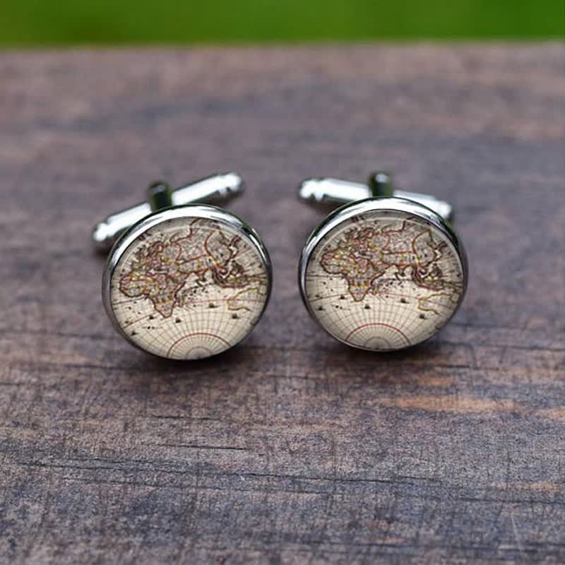 Men's Vintage World City Map Cufflinks - Style #3 - image 4