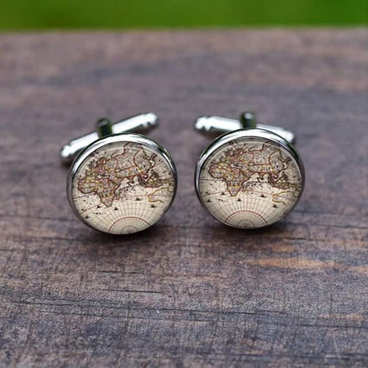 Men's Vintage World City Map Cufflinks - Style #3 - image 4