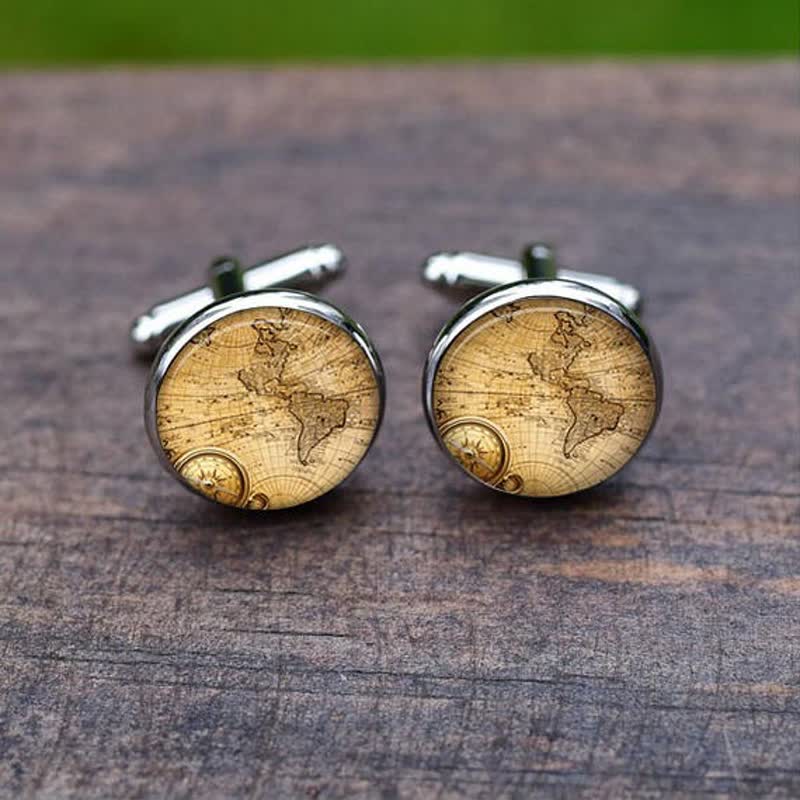 Men's Vintage World City Map Cufflinks - Style #2 - image 3