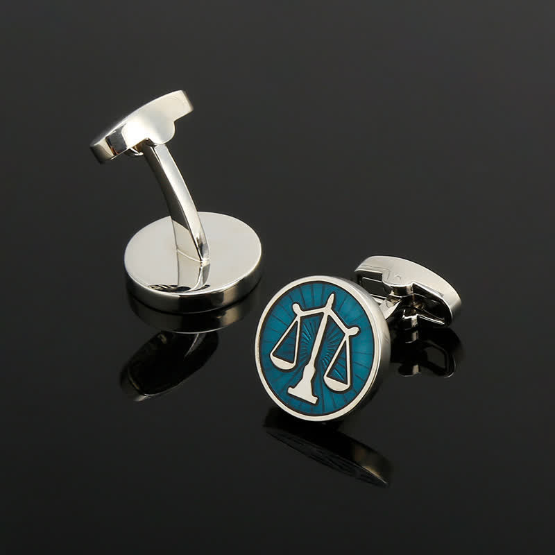 Men's Blue Scales Of Justice Cufflinks - image 2