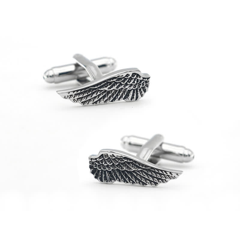 Men's Black & Silver Angel Wings Cufflinks - image 4