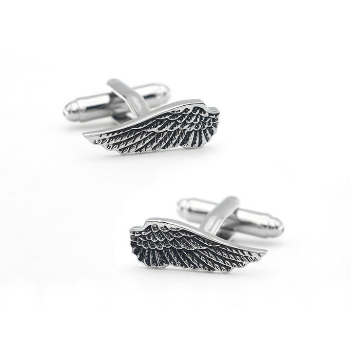 Men's Black & Silver Angel Wings Cufflinks - image 4