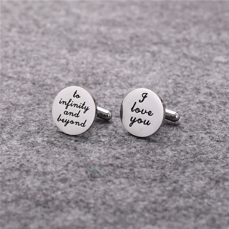 Men's I Love You To Infinity And Beyond Cufflinks - Silver - image 0